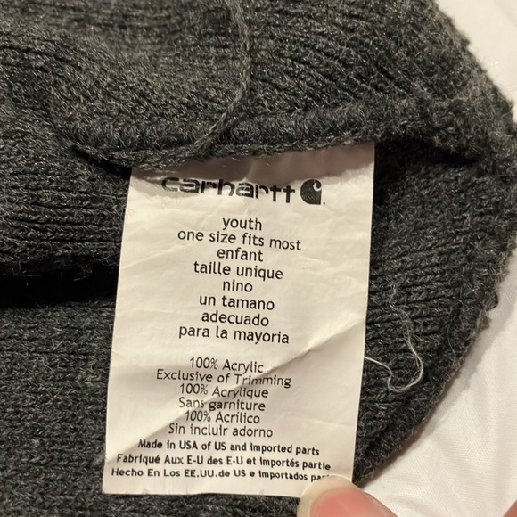 EUC Sz Y Carhartt dark gray heather beanie tobaggon hat - Picture 3 of 6